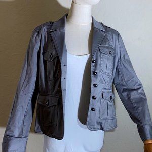 White House Black Market WHBM Silver/Gray Jacket 5 Buttons Size 8